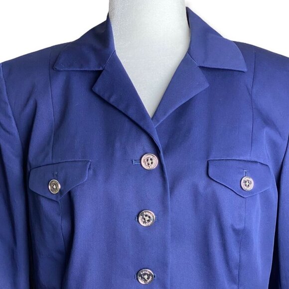 LAUREN Ralph Lauren Blue Cotton Silk Blend Blazer Nautical Women's Sz 12 - Picture 2 of 8